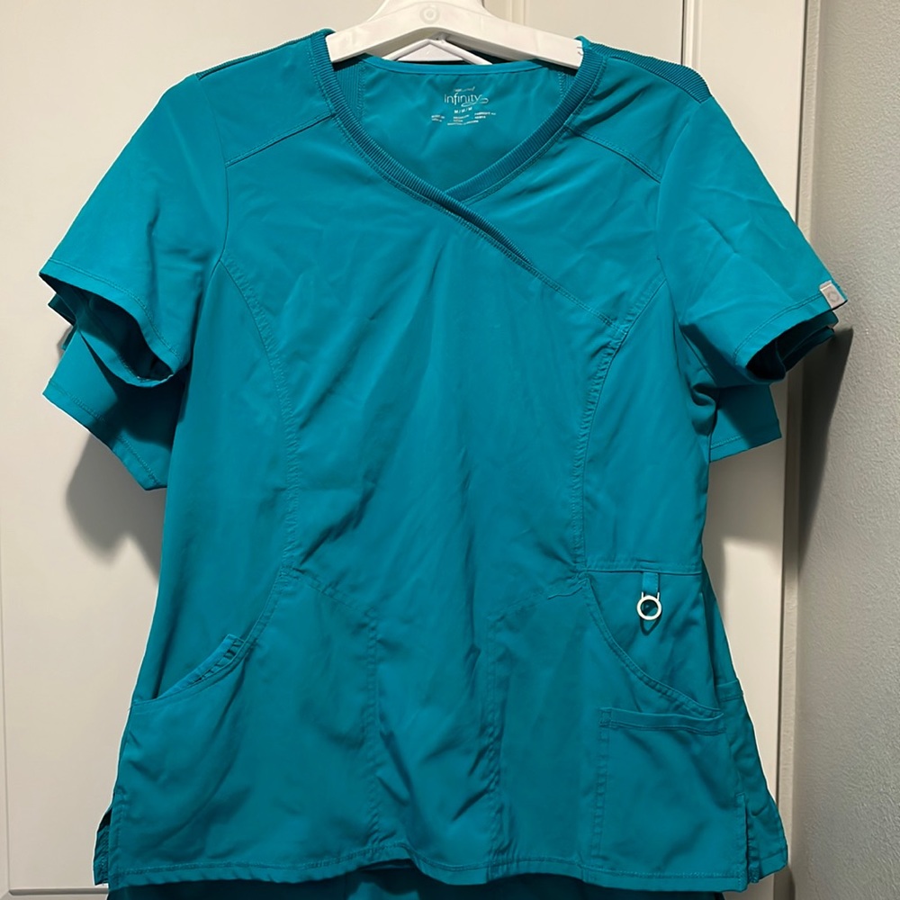5 Teal Blue Cherokee Infinity Scrub Tops
